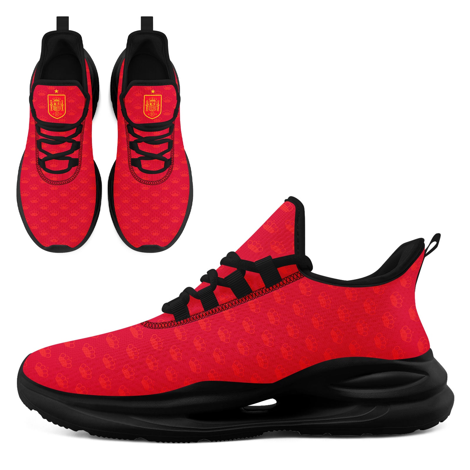 Custom Spain 2026 World Cup Sneakers DIY Country Flag Running Shoes Lightweight Sport Shoes Gift for Football Fans Personalized Team Name and Logo FN079-F020028-5
