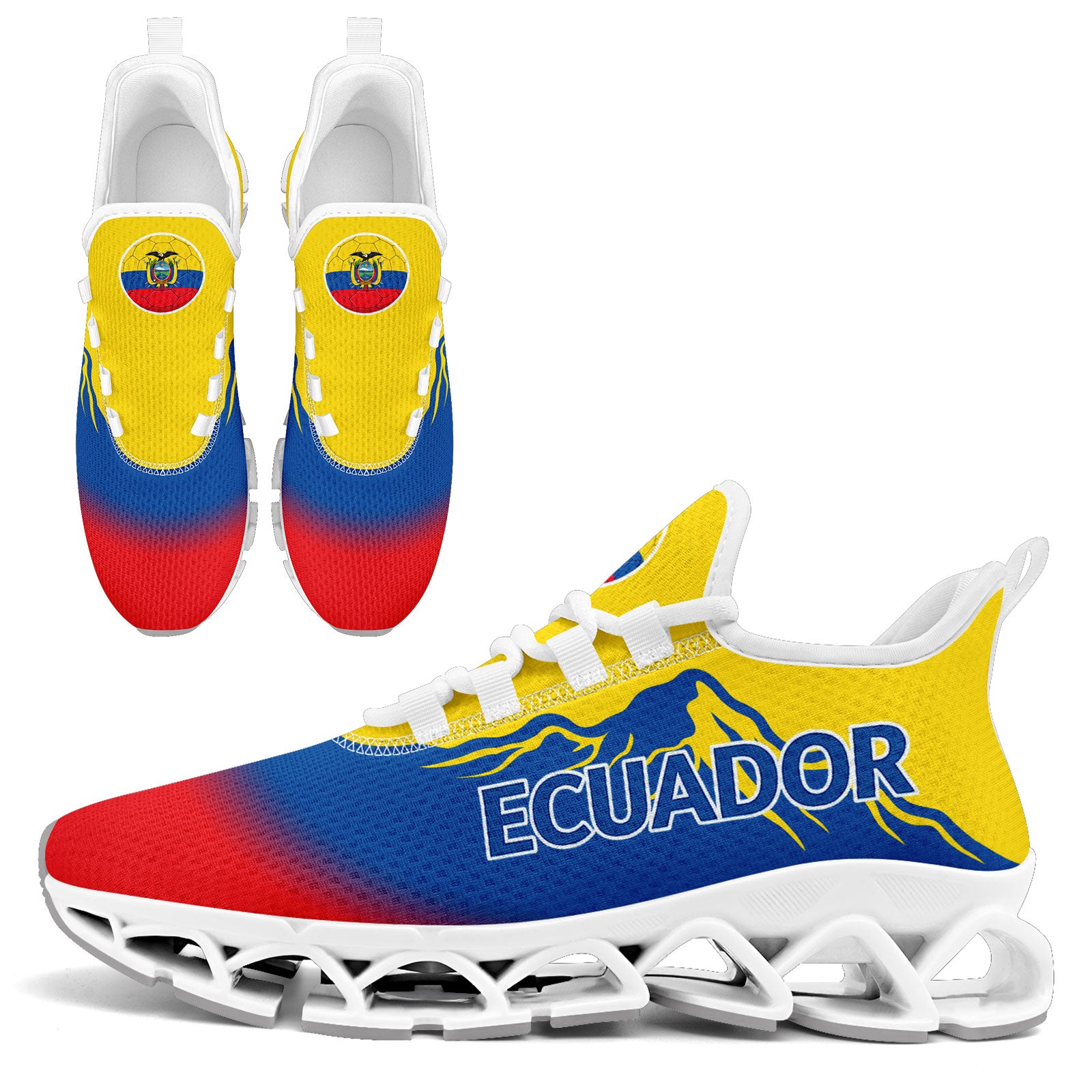 Custom Ecuador 2026 World Cup Sneakers DIY Country Flag Running Shoes Lightweight Sport Shoes Gift for Football Fans Personalized Team Name and Logo FN003XD-F009092-5
