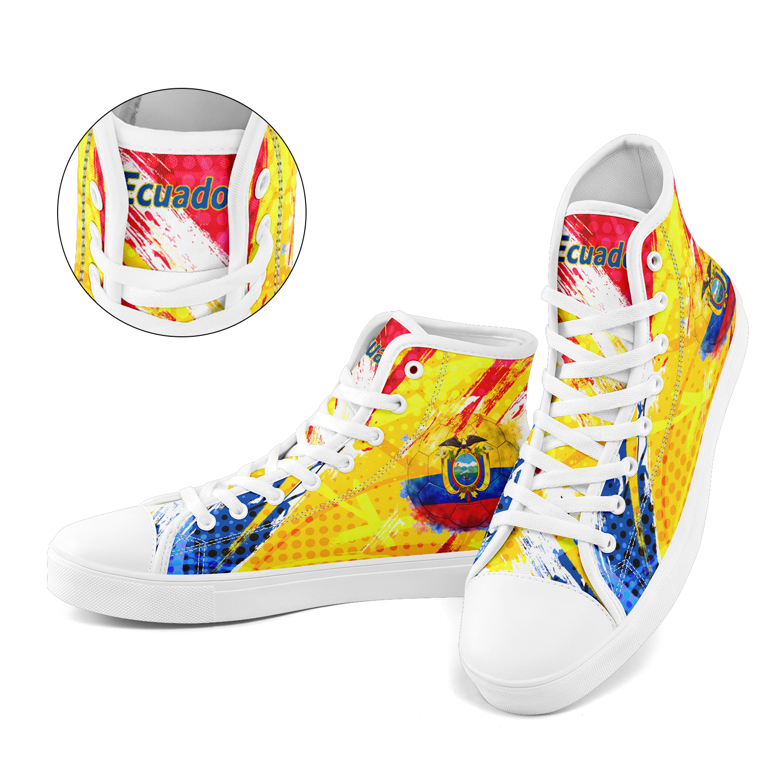 Custom Ecuador 2026 World Cup Sneakers DIY Country Flag Running Shoes Lightweight Sport Shoes Gift for Football Fans Personalized Team Name and Logo FN024-F009099-4