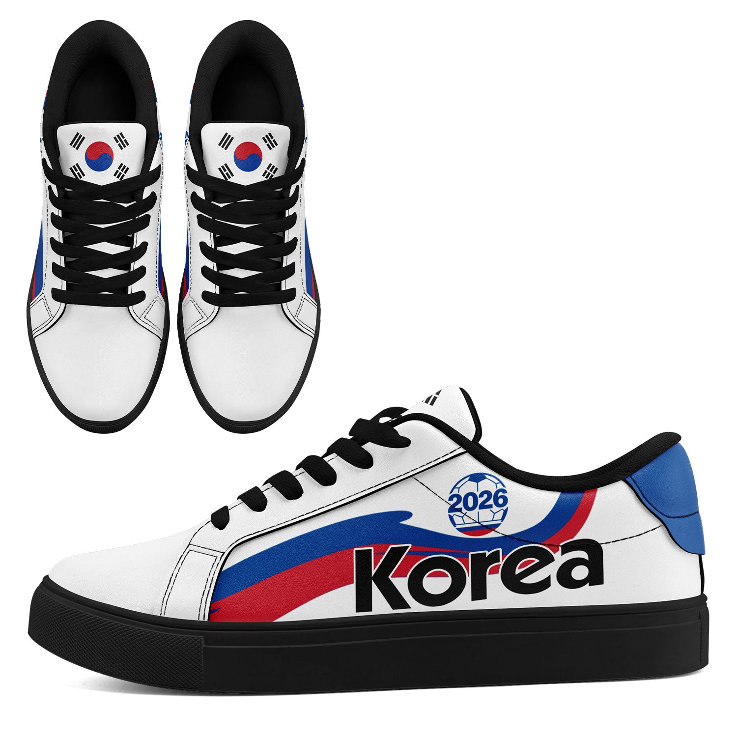 Custom South Korea 2026 World Cup Sneakers DIY Country Flag Running Shoes Lightweight Sport Shoes Gift for Football Fans Personalized Team Name and Logo FN023-F009080-3