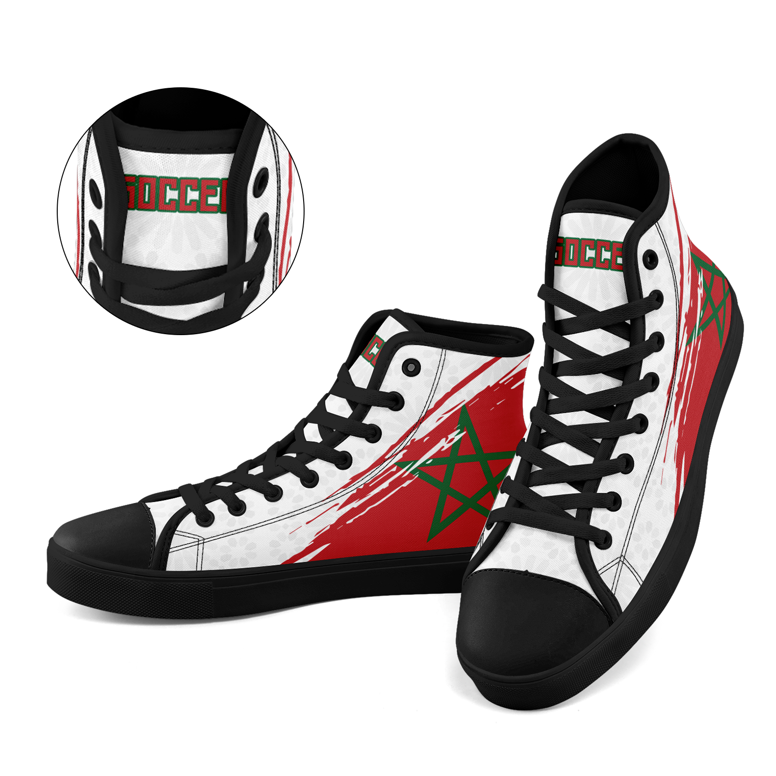 Custom Morocco 2026 World Cup Sneakers DIY Country Flag Running Shoes Lightweight Sport Shoes Gift for Football Fans Personalized Team Name and Logo FN024-F009090-5