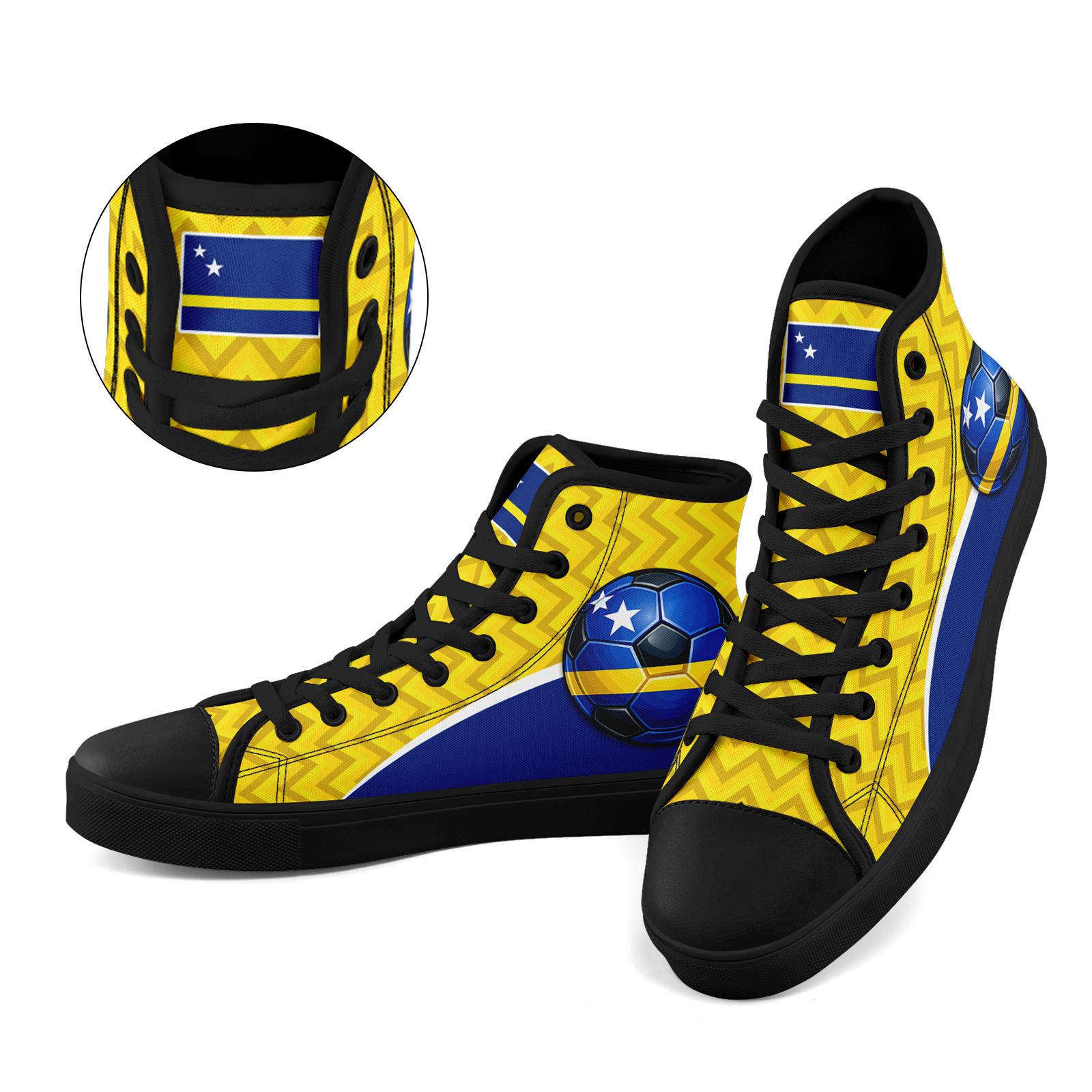 Custom Curaçao 2026 World Cup Sneakers DIY Country Flag Running Shoes Lightweight Sport Shoes Gift for Football Fans Personalized Team Name and Logo FN024-F009098-1