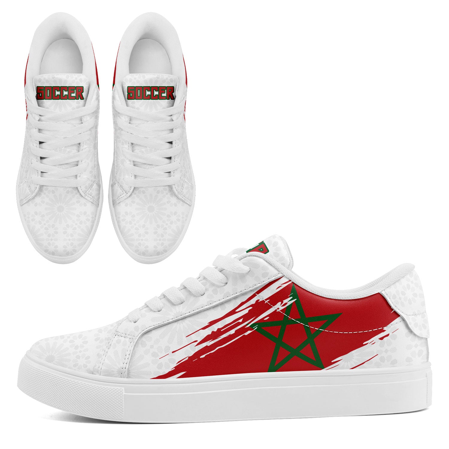 Custom Morocco 2026 World Cup Sneakers DIY Country Flag Running Shoes Lightweight Sport Shoes Gift for Football Fans Personalized Team Name and Logo FN023-F009097-5
