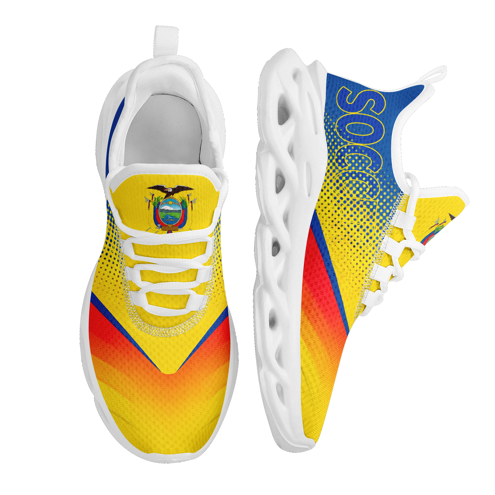 Custom Ecuador 2026 World Cup Sneakers DIY Country Flag Running Shoes Lightweight Sport Shoes Gift for Football Fans Personalized Team Name and Logo FN003-F009077-3