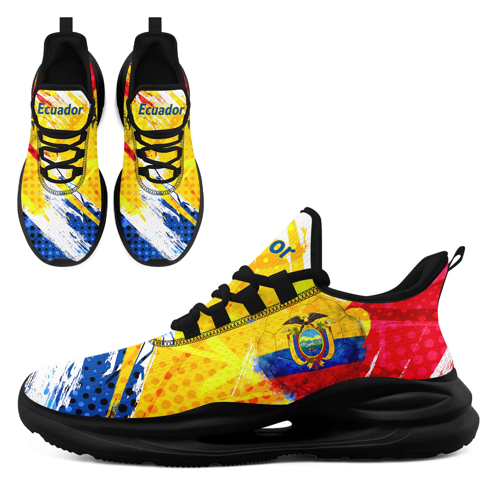 Custom Ecuador 2026 World Cup Sneakers DIY Country Flag Running Shoes Lightweight Sport Shoes Gift for Football Fans Personalized Team Name and Logo FN079-F009088-4