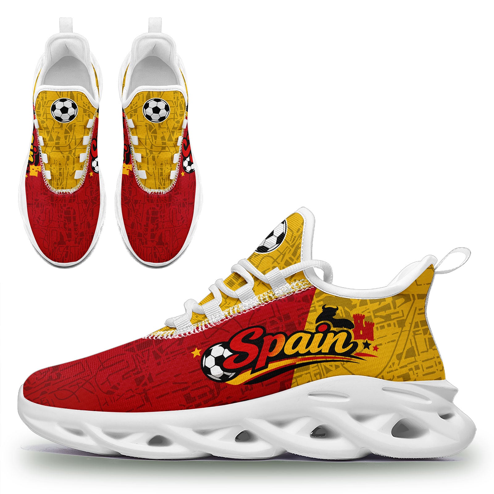 Custom 2026 World Cup Spain Sneakers DIY Country Flag Running Shoes Lightweight Sport Shoes Gift for Football Fans Personalized Team Name and Logo FN003-F027068-2