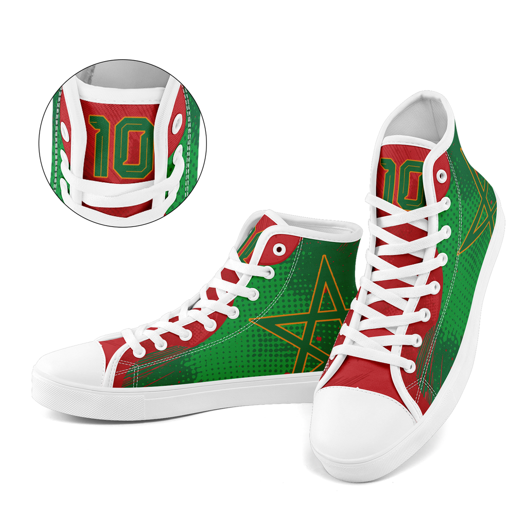 Custom Morocco 2026 World Cup Sneakers DIY Country Flag Running Shoes Lightweight Sport Shoes Gift for Football Fans Personalized Team Name and Logo FN024-F009090-4