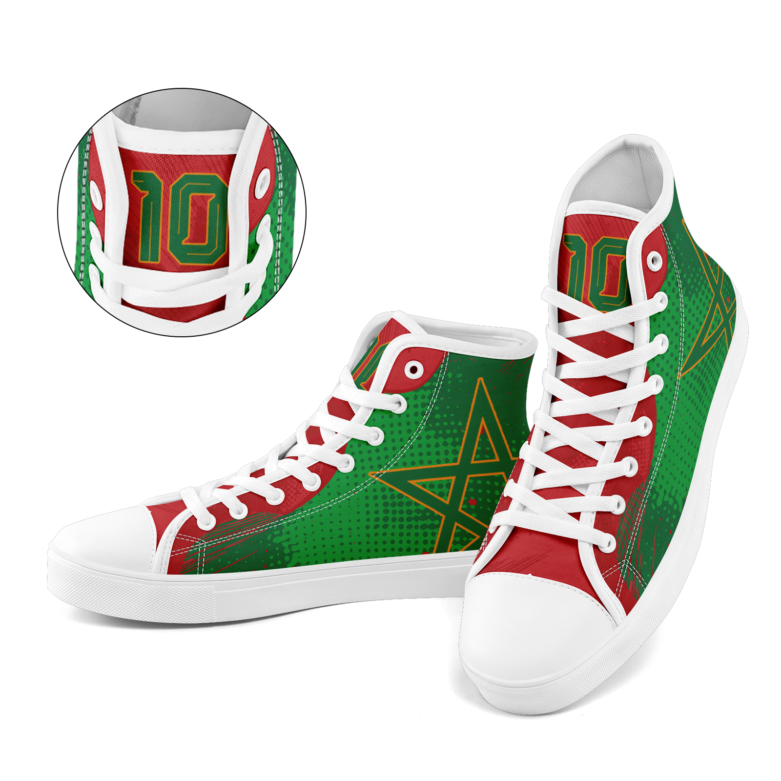 Custom Morocco 2026 World Cup Sneakers DIY Country Flag Running Shoes Lightweight Sport Shoes Gift for Football Fans Personalized Team Name and Logo FN024-F009090-4