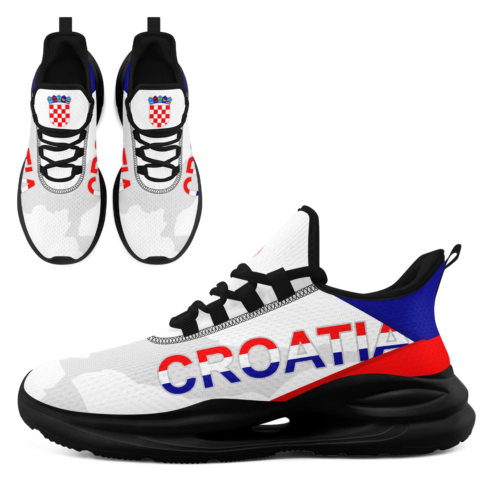 Custom Croatia 2026 World Cup Sneakers DIY Country Flag Running Shoes Lightweight Sport Shoes Gift for Football Fans Personalized Team Name and Logo FN079-F009105-1