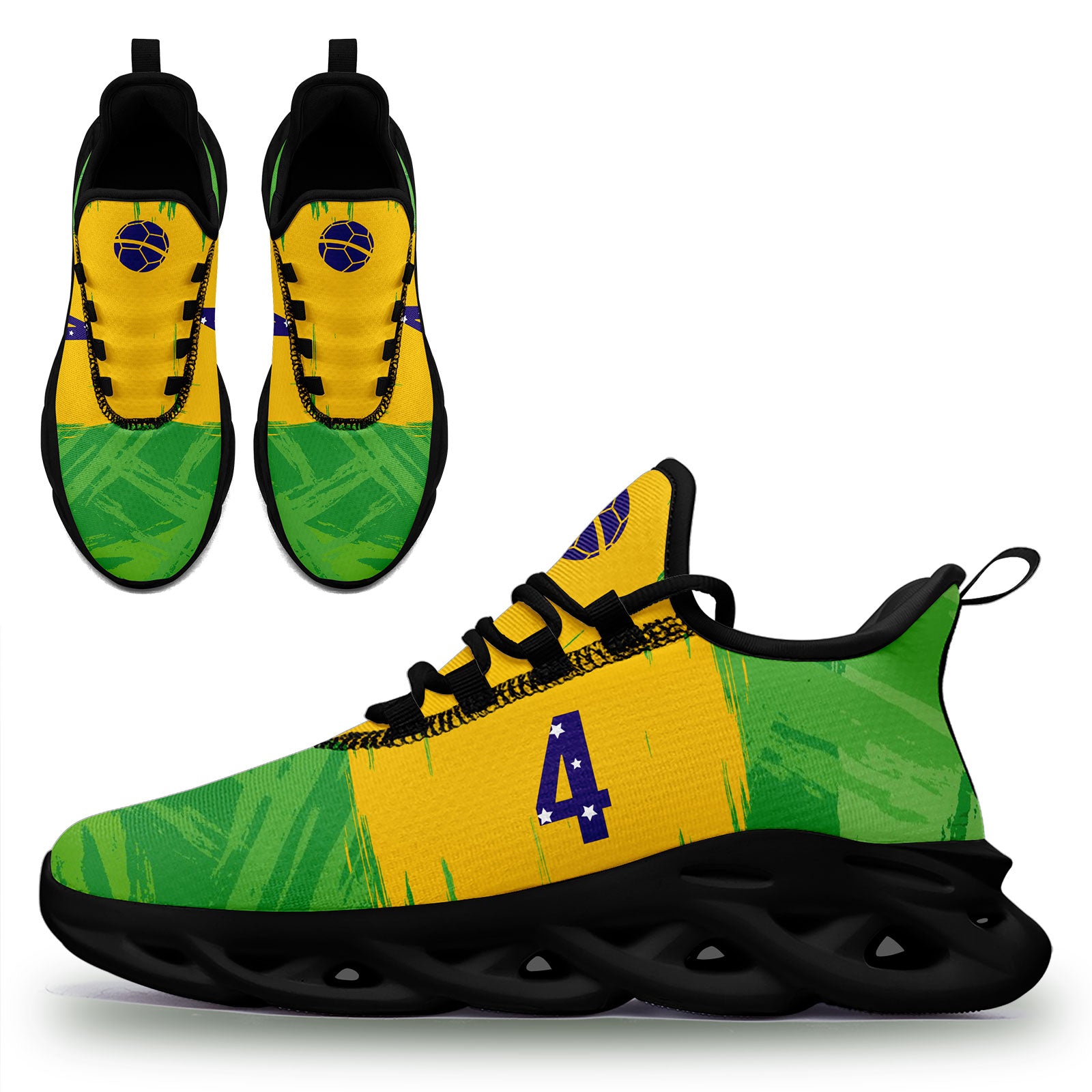 Custom 2026 World Cup Brazil Sneakers DIY Country Flag Running Shoes Lightweight Sport Shoes Gift for Football Fans Personalized Team Name and Logo FN003-F027077-1