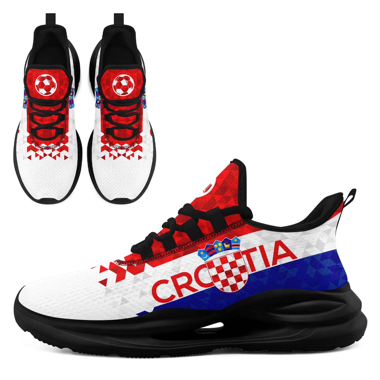 Custom Croatia 2026 World Cup Sneakers DIY Country Flag Running Shoes Lightweight Sport Shoes Gift for Football Fans Personalized Team Name and Logo FN079-F009105-5