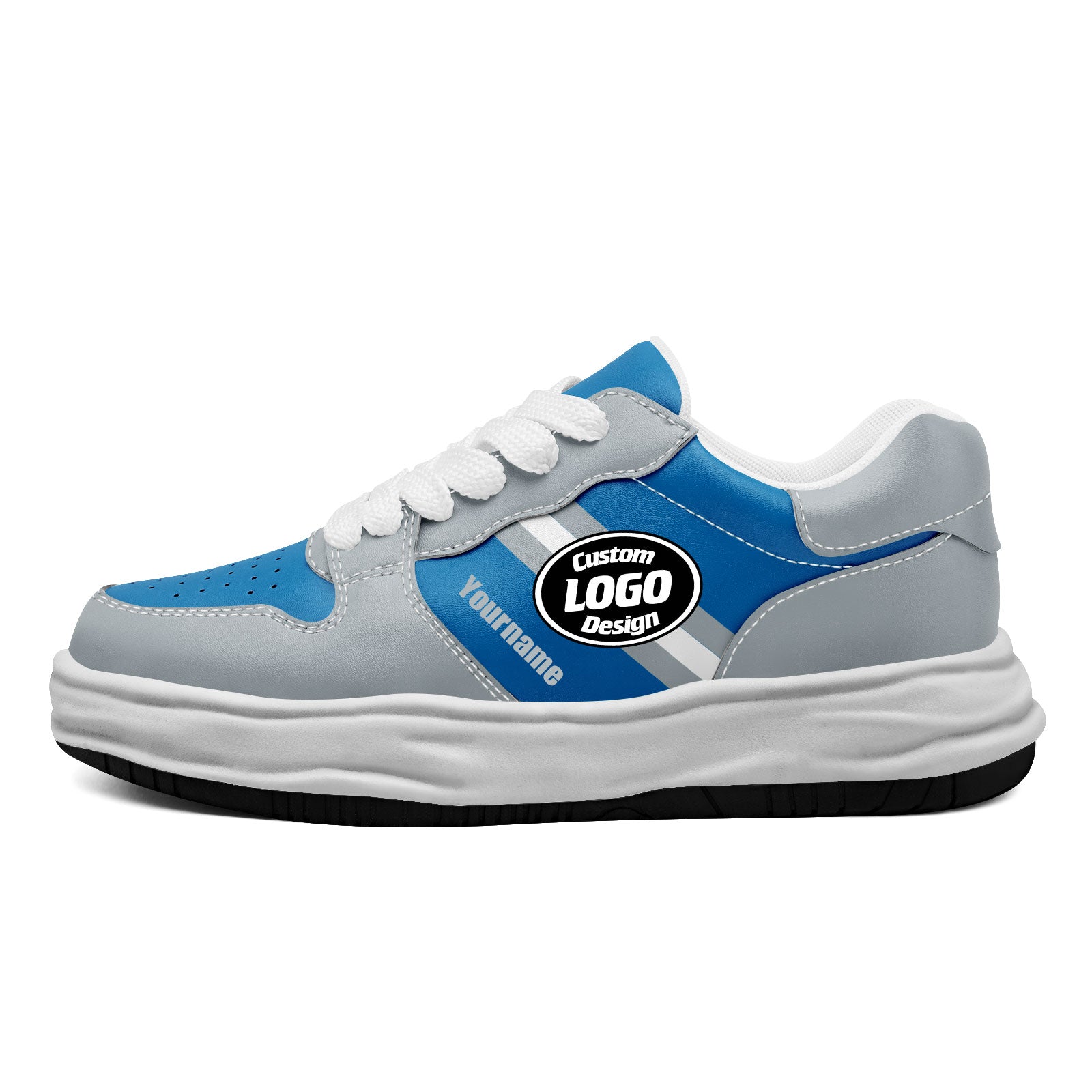 Custom Blue Gray Detroit Shoes Personalized Sneaker FN032-D020389-11