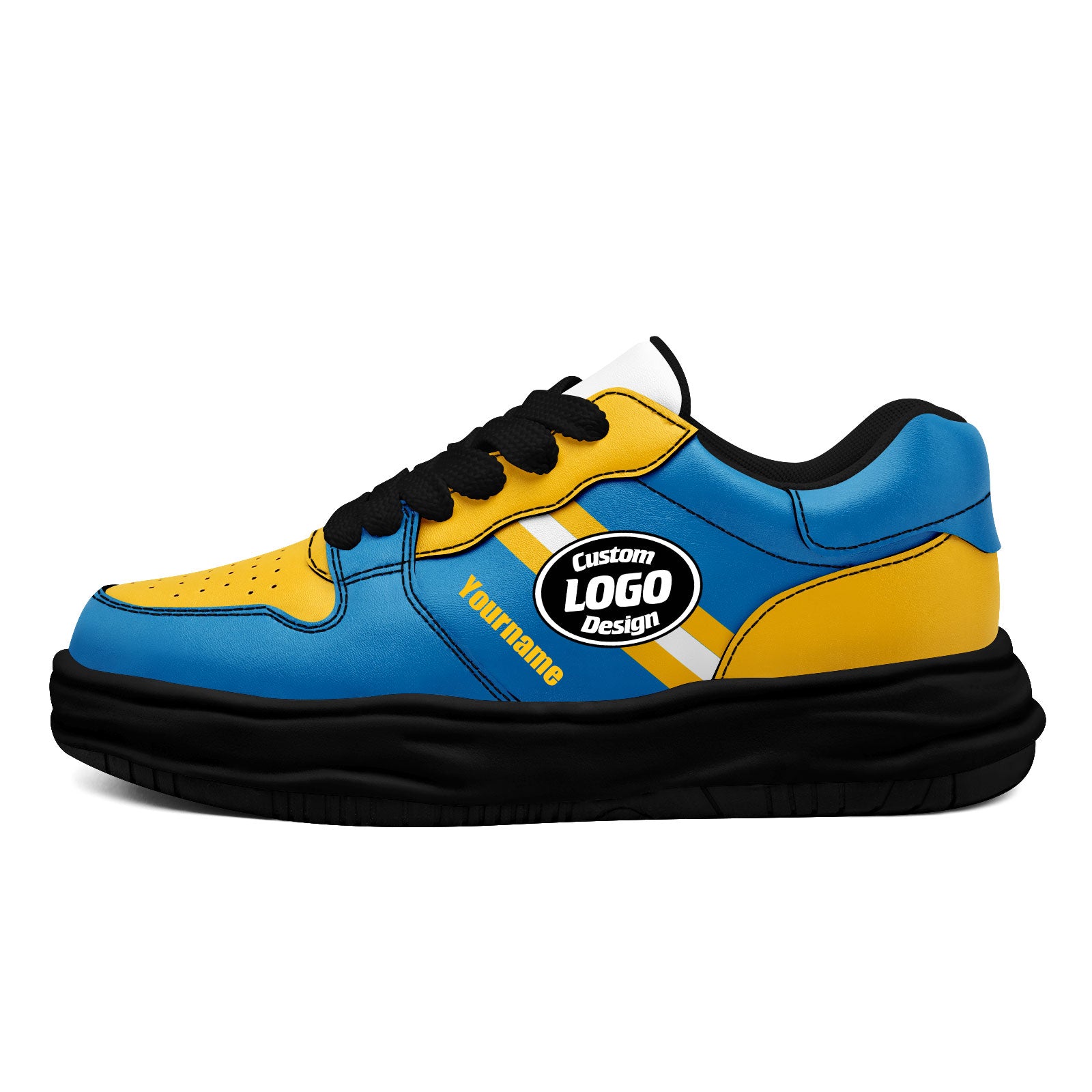 Custom Blue Yellow Los Angeles Shoes Personalized Sneaker FN032-D020389-22