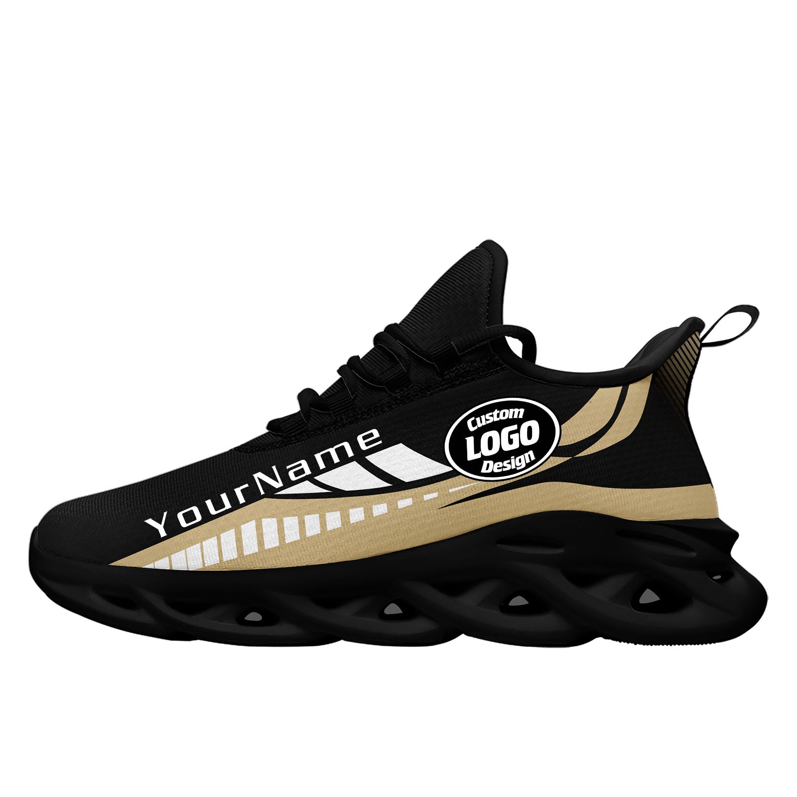 Custom Black Yellow New Orleans Maxsoul Shoes Personalized Sneaker FN003-D020325-19