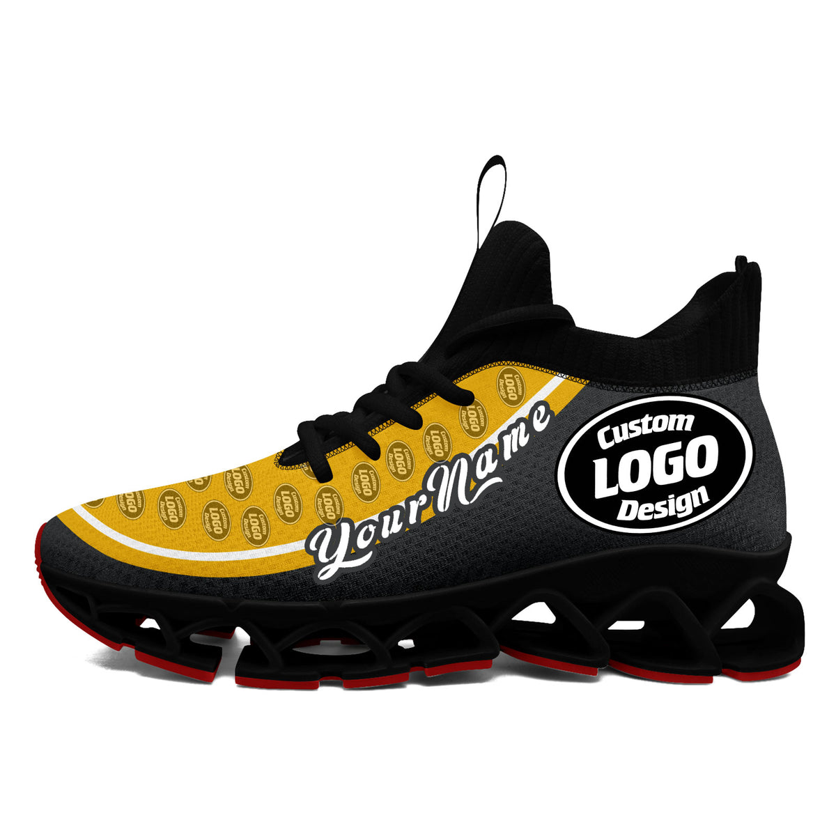 Custom Yellow Dark Gray Maxsoul Shoes Personalized Sneaker FN030XD-D020388-1