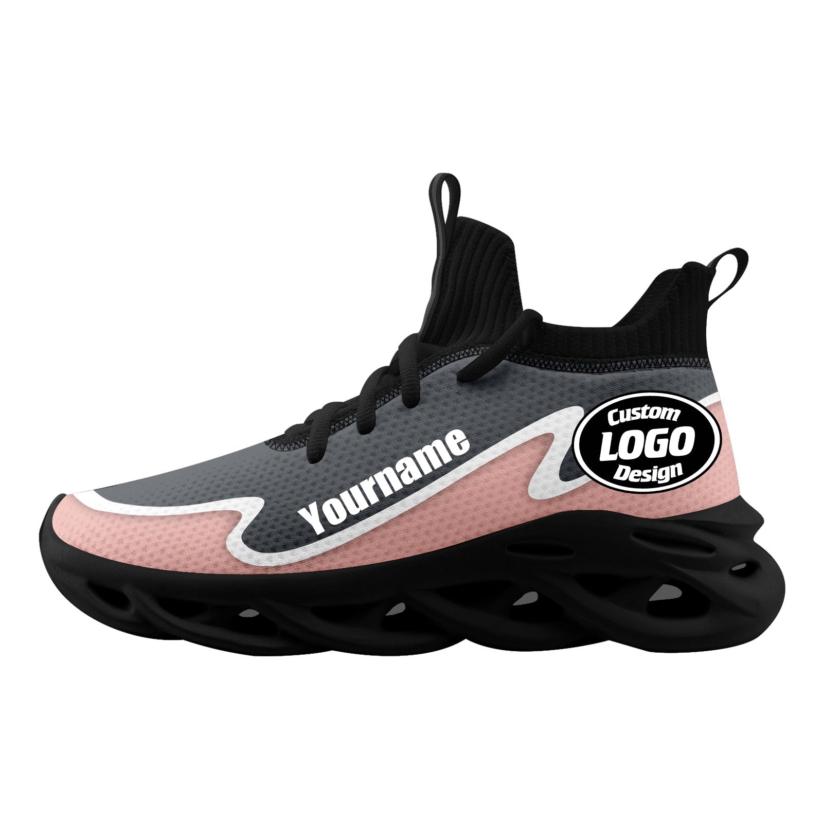 Custom Gray Pink Maxsoul Shoes Personalized Sneaker FN030A-E020011-15
