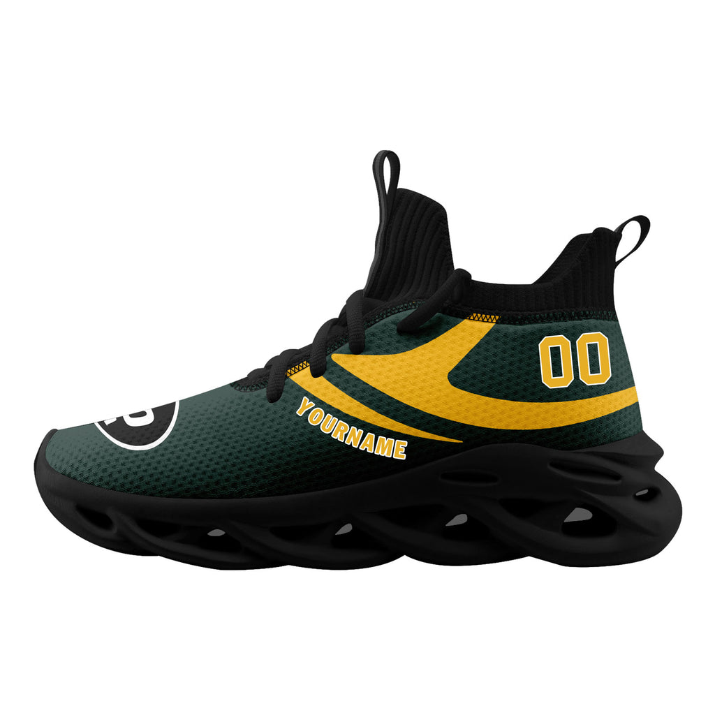Custom Green Green Bay Football Jersey and Sports Shoes Combo Offer Personalized Combo ZH-D025008-13