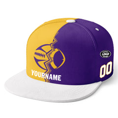 Custom Purple Yellow Minnesota Hat Sport Design Cap Stitched Adjustable Personalized PR067B-D028017-9