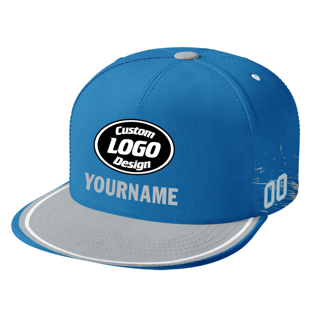 Custom Blue Gray Detroit Football Jersey and Hat Combo Offer Personalized Combo ZH-D020326-11