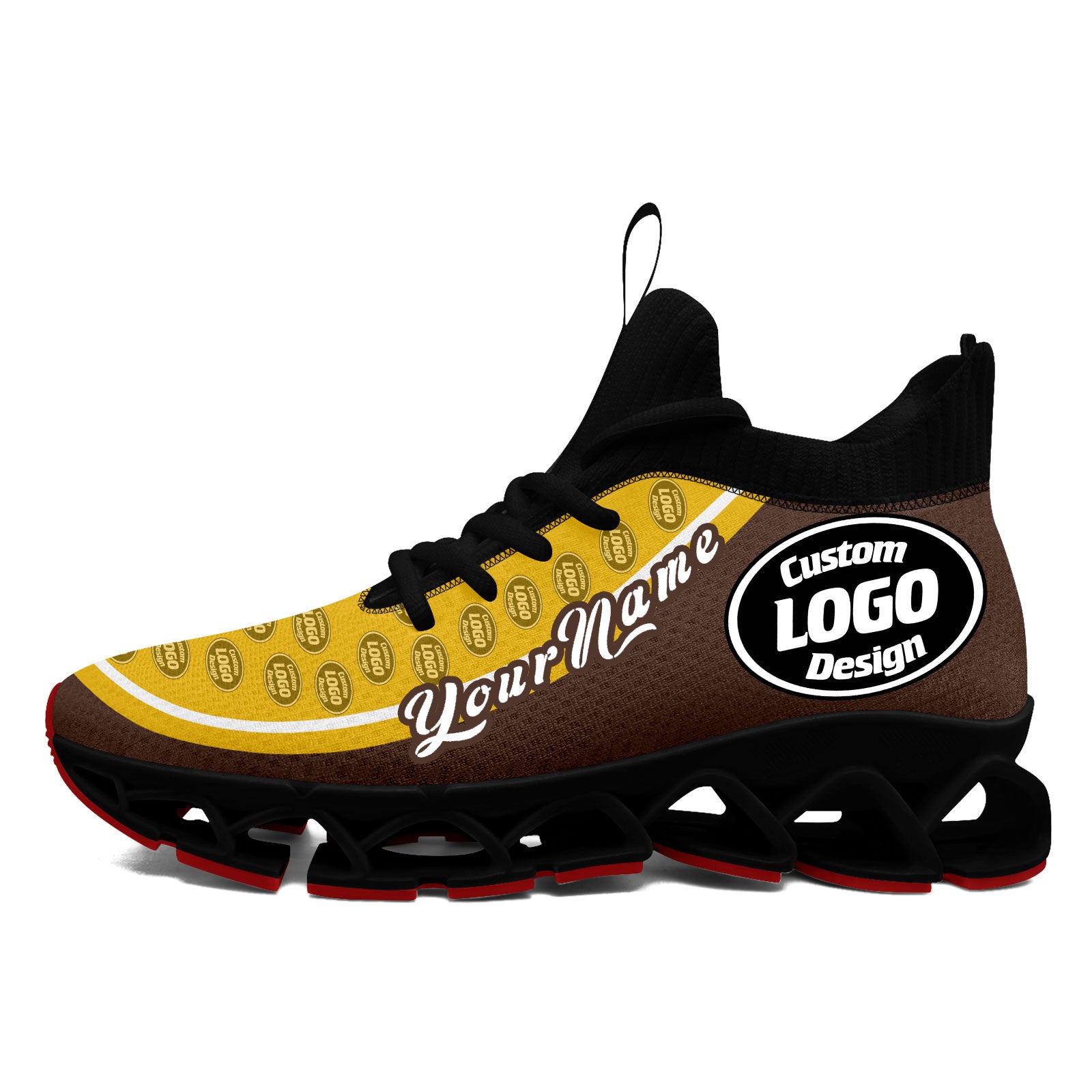 Custom Brown Yellow Maxsoul Shoes Personalized Sneaker FN030XD-D020388-14