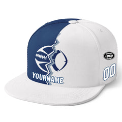 Custom Blue White Indiana Hat Sport Design Cap Stitched Adjustable Personalized PR067B-D028017-23