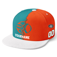 Custom Orange Blue Florida Hat Sport Design Cap Stitched Adjustable Personalized PR067B-D028017-28