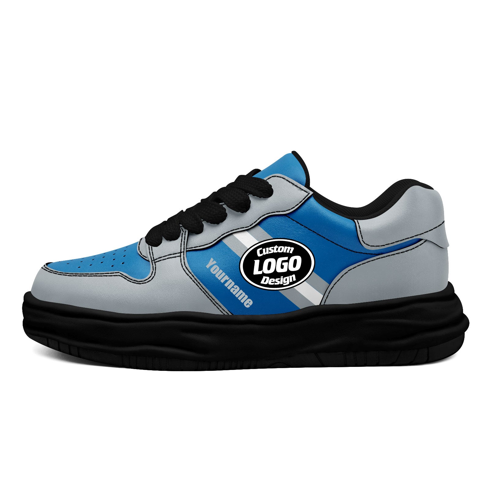 Custom Blue Gray Detroit Shoes Personalized Sneaker FN032-D020389-11