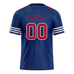 Custom Dark Blue Red Striped Sleeves Personalized Authentic Football Jersey FBJ02-D06044