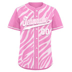Custom Pink White Zebra Pattern Personalized Authentic Baseball Jersey BSBJ01-D020201-19