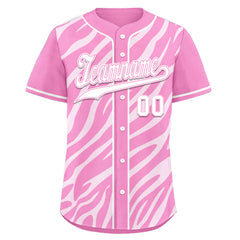 Custom Pink White Zebra Pattern Personalized Authentic Baseball Jersey BSBJ01-D020201-19