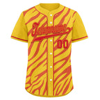 Custom Yellow Red Zebra Pattern Personalized Authentic Baseball Jersey BSBJ01-D020201-5