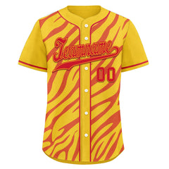 Custom Yellow Red Zebra Pattern Personalized Authentic Baseball Jersey BSBJ01-D020201-5