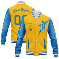Custom Yellow Blue Los Angeles Jacket Bomber Full-Snap Varsity Letterman Personalized Jacket FZ005SX-D020290-22