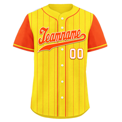 Custom Gold Orange Stripe Fashion Personalized Authentic Baseball Jersey BSBJ01-D017251