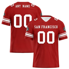 Custom Red White San Francisco Personalized Authentic Football Jersey FBJ02-D020256-13