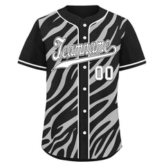 Custom Black White Zebra Pattern Personalized Authentic Baseball Jersey BSBJ01-D020201-1