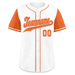 Custom White Orange Raglan Sleeves Personalized Authentic Baseball Jersey BSBJ01-D020200-3