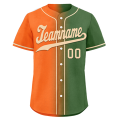 Custom Orange Green Gradient Fashion Personalized Authentic Baseball Jersey BSBJ01-D0a708d