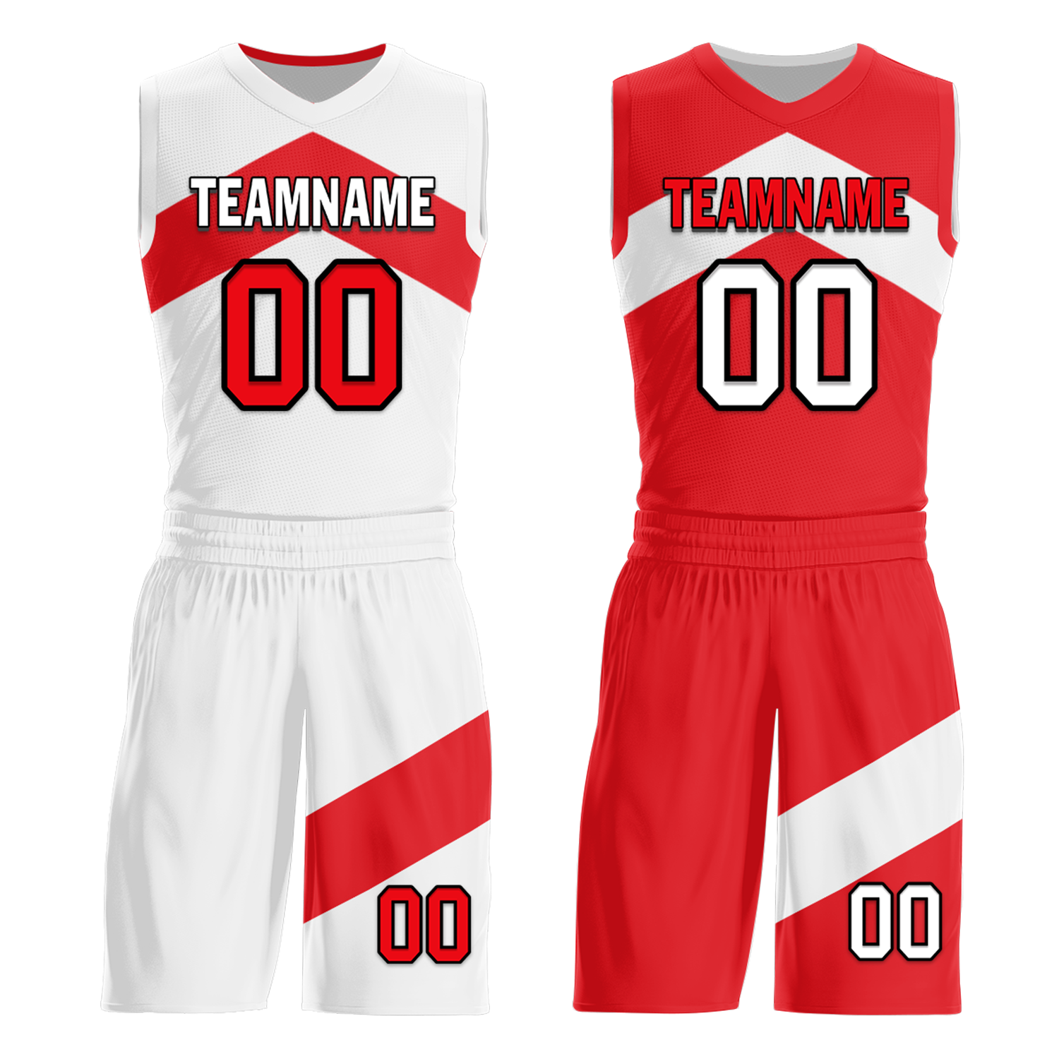 Custom White Red Classic Style Reversible Basketball Uniform Personalized Ordinary BBJR-D017026