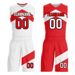 Custom White Red Classic Style Reversible Basketball Uniform Personalized Ordinary BBJR-D017026