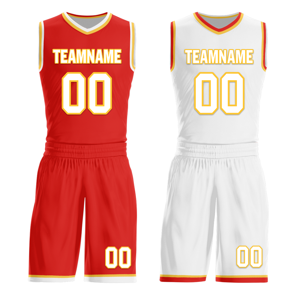 Custom Red White Classic Style Reversible Basketball Uniform Personalized Ordinary BBJR-D017027
