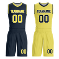 Custom Blue Yellow Classic Style Reversible Basketball Uniform Personalized COOLMAX BBJR-D017059
