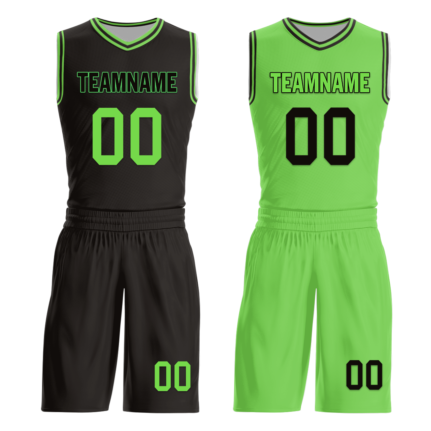 Custom Black Green Classic Style Reversible Basketball Uniform Personalized Ordinary BBJR-D017049