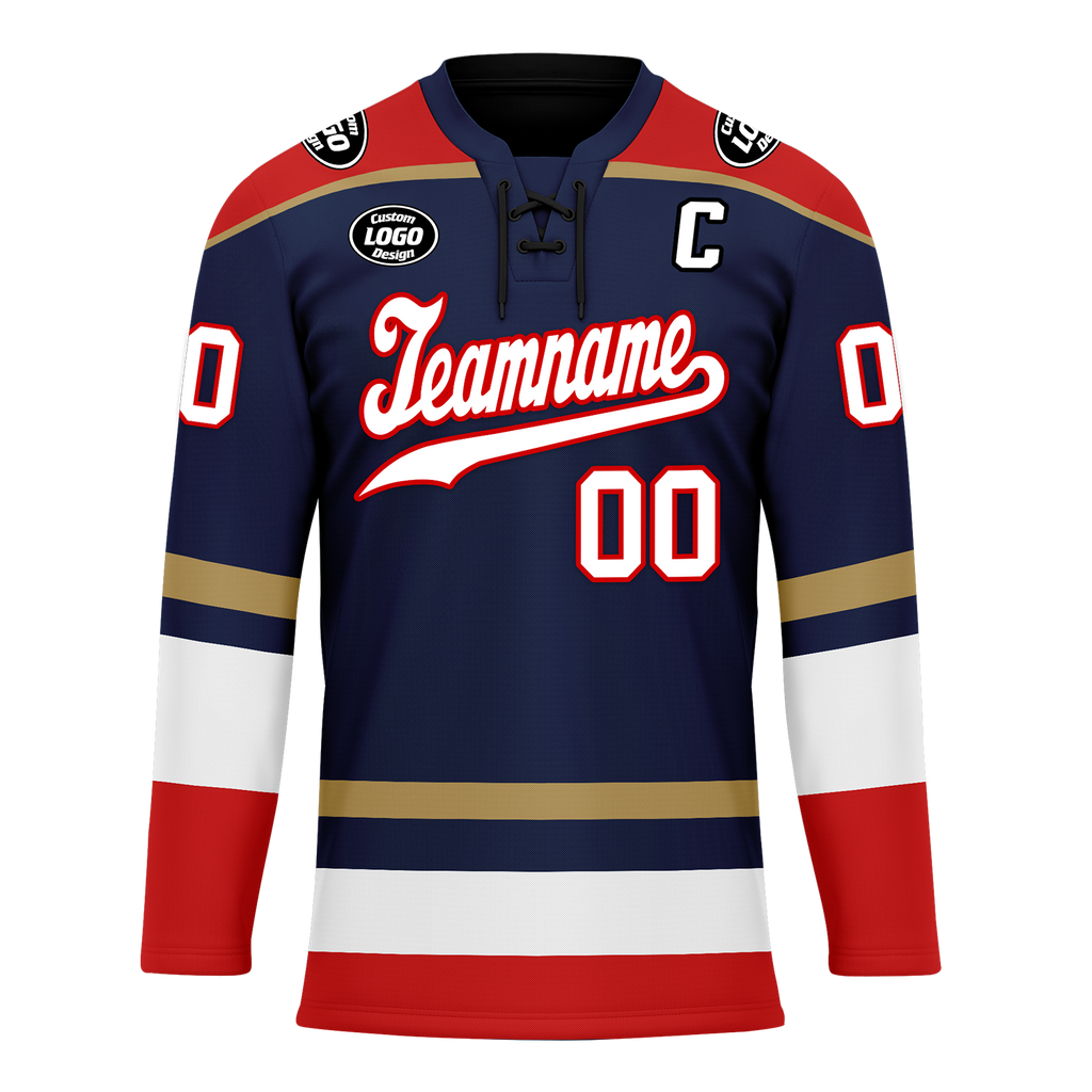 Custom Blue Red Personalized Hockey Jersey HCKJ01-D0a70af