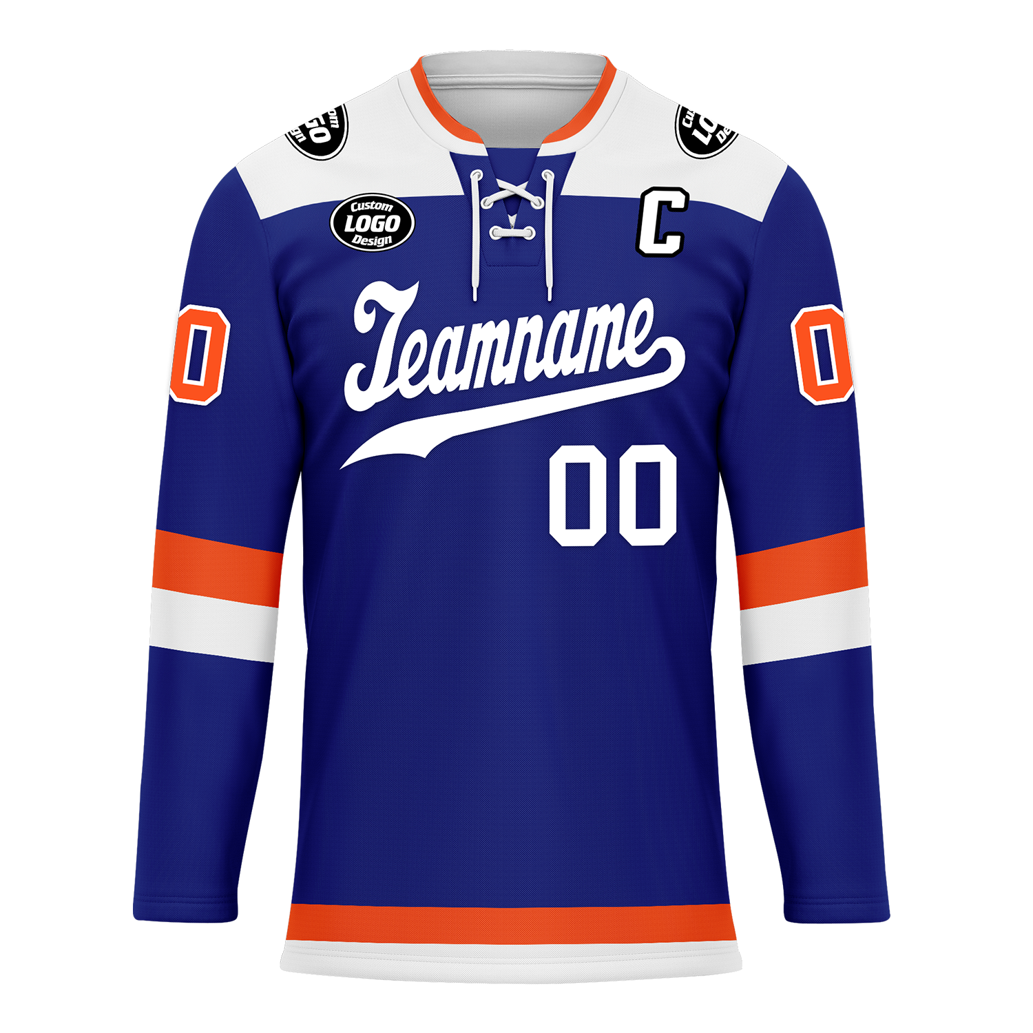 Custom Blue Orange Personalized Hockey Jersey HCKJ01-D0a700f