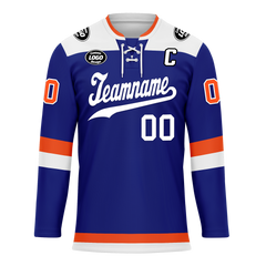 Custom Blue Orange Personalized Hockey Jersey HCKJ01-D0a700f