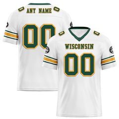 Custom White Green Wisconsin Personalized Authentic Football Jersey FBJ02-D020256-7