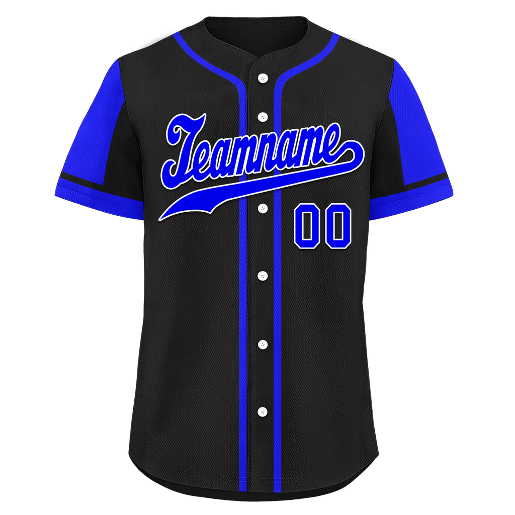 Custom Blue Black Raglan Sleeves Personalized Authentic Baseball Jersey BSBJ01-D017169