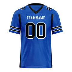 Custom Blue Black Striped Sleeves Personalized Authentic Football Jersey FBJ02-D06071