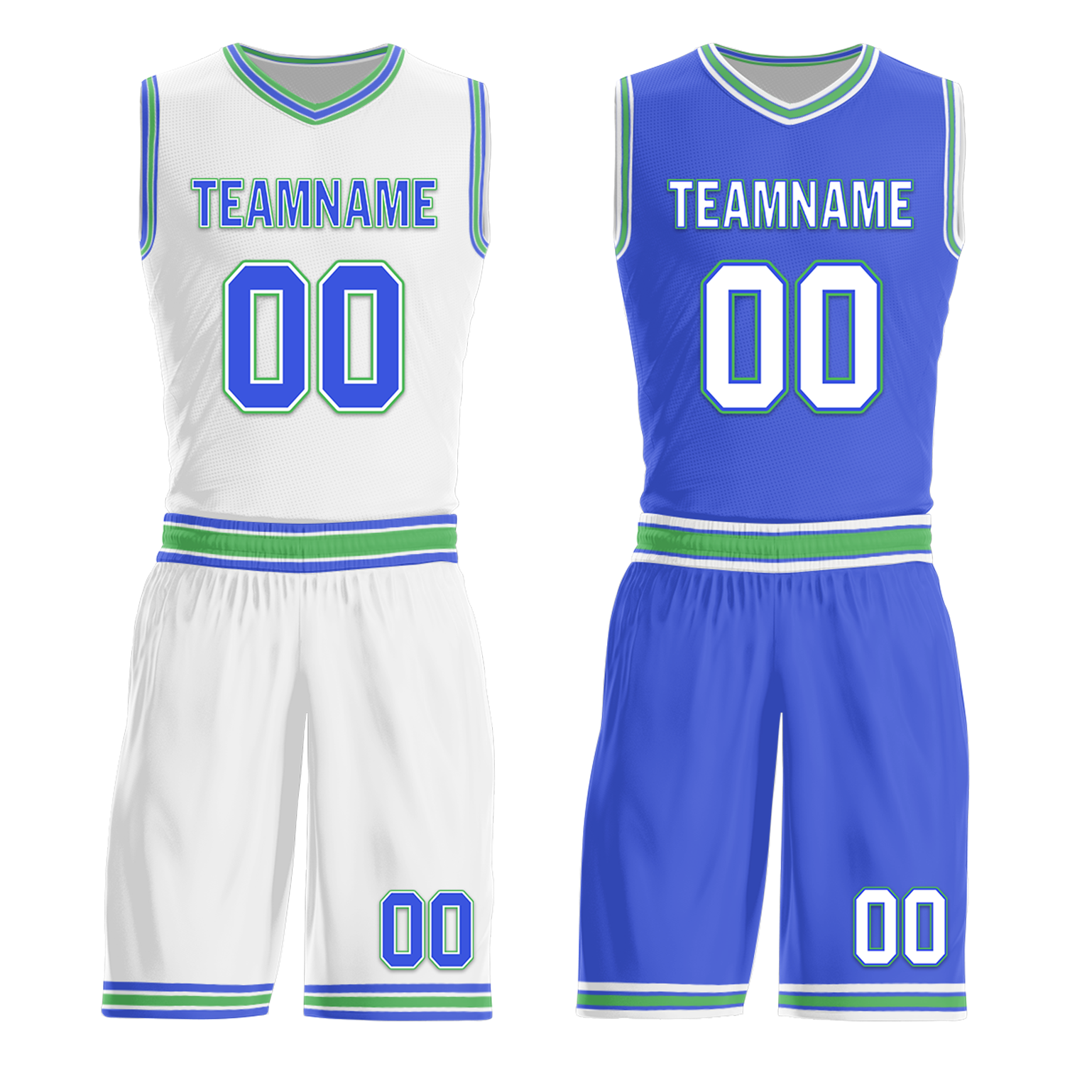 Custom White Blue Classic Style Reversible Basketball Uniform Personalized Ordinary BBJR-D017045